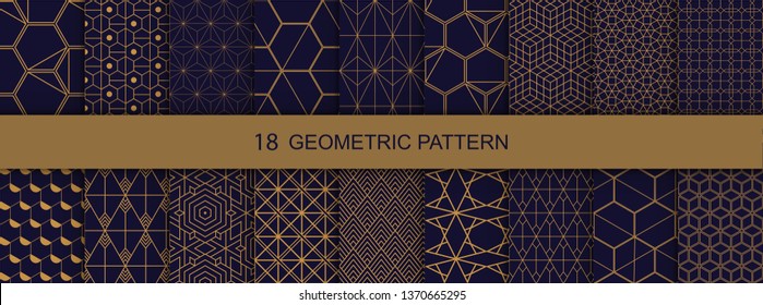 Set of Geometric seamless patterns. Abstract geometric  hexagonal  graphic design print 3d cubes pattern. Seamless  geometric cubes pattern.