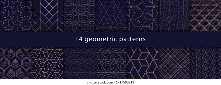 Set of Geometric seamless patterns. Abstract geometric  hexagonal  graphic design print 3d cubes pattern. Seamless  geometric cubes pattern.