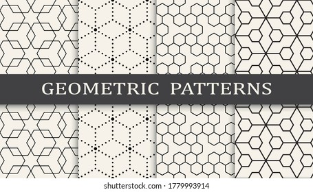 Conjunto de patrones geométricos sin soldadura. Resumen de diseño gráfico geométrico simple patrón. Patrón de líneas geométricas sin foco.
