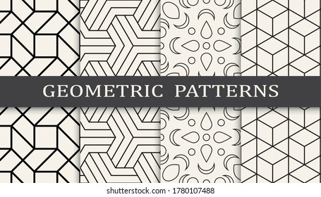 Set of geometric seamless patterns. Abstract geometric graphic design simple pattern. Seamless geometric lines pattern.