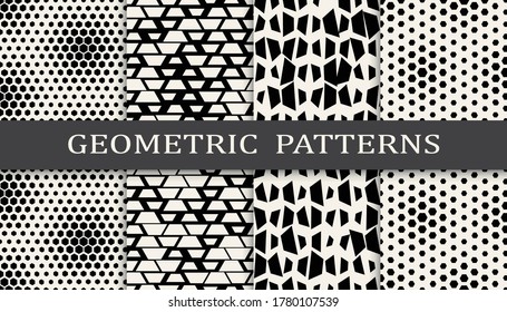 Conjunto de patrones geométricos sin soldadura. Resumen del patrón de diseño gráfico de medio tono. Patrón de semitono sin brillo.
