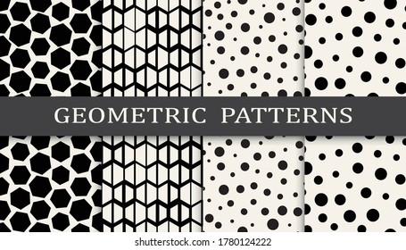 Set of geometric seamless patterns. Abstract halftone graphic design pattern. Seamless halftone pattern.
