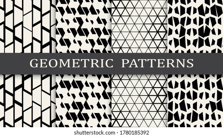 Set of geometric seamless patterns. Abstract halftone graphic design pattern. Seamless halftone pattern.
