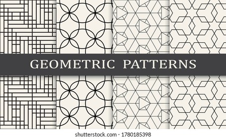 Set of geometric seamless patterns. Abstract geometric graphic design simple pattern. Seamless geometric lines pattern.