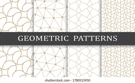 Set of geometric seamless patterns. Abstract geometric graphic design print pattern. Seamless geometric golden lines pattern.