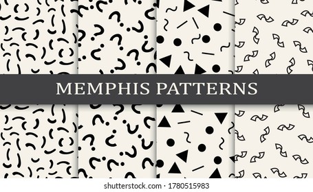 Set of geometric seamless patterns. Abstract memphis style graphic design pattern. Seamless memphis style pattern.