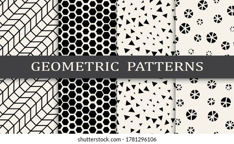 Set of geometric seamless patterns. Abstract halftone graphic design pattern. Seamless halftone pattern.
