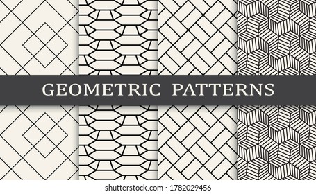 Set of geometric seamless patterns. Abstract geometric graphic design simple pattern. Seamless geometric lines pattern.