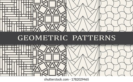 Set of geometric seamless patterns. Abstract geometric graphic design simple pattern. Seamless geometric lines pattern.