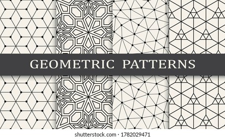 Set of geometric seamless patterns. Abstract geometric graphic design simple pattern. Seamless geometric lines pattern.