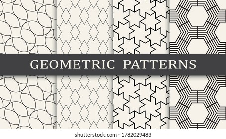 Set of geometric seamless patterns. Abstract geometric graphic design simple pattern. Seamless geometric lines pattern.