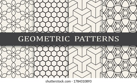 Set of geometric seamless patterns. Abstract geometric graphic design simple pattern. Seamless geometric lines pattern.