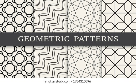 Set of geometric seamless patterns. Abstract geometric graphic design simple pattern. Seamless geometric lines pattern.
