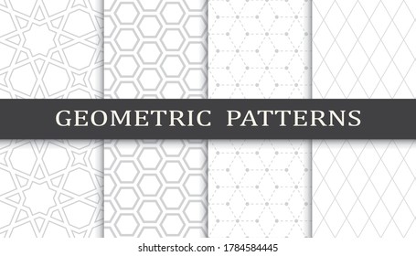 Set of geometric seamless patterns. Abstract geometric graphic design print pattern. Seamless geometric gray lines pattern.
