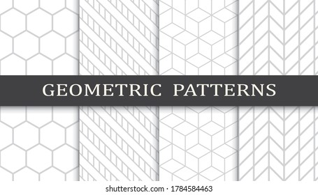 Set of geometric seamless patterns. Abstract geometric graphic design print pattern. Seamless geometric gray lines pattern.