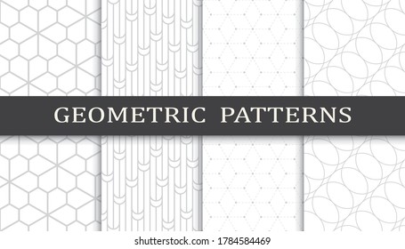 Set of geometric seamless patterns. Abstract geometric graphic design print pattern. Seamless geometric gray lines pattern.