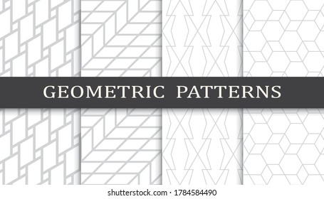 Set of geometric seamless patterns. Abstract geometric graphic design print pattern. Seamless geometric gray lines pattern.