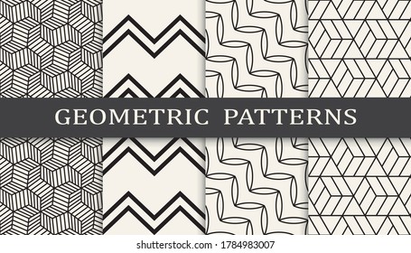 Set of geometric seamless patterns. Abstract geometric graphic design simple pattern. Seamless geometric lines pattern.