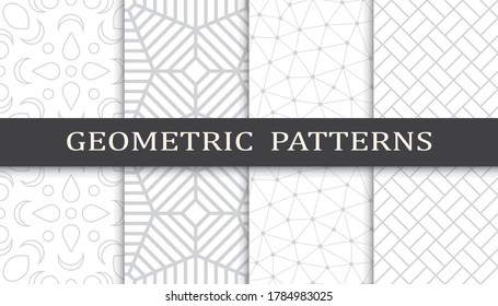 Set of geometric seamless patterns. Abstract geometric graphic design print pattern. Seamless geometric gray lines pattern.
