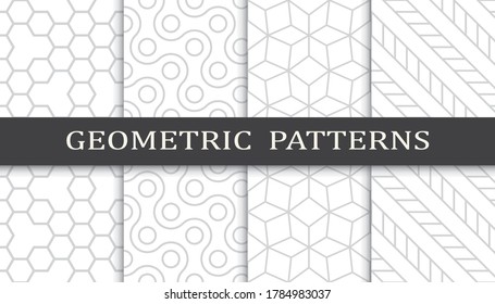 Set of geometric seamless patterns. Abstract geometric graphic design print pattern. Seamless geometric gray lines pattern.