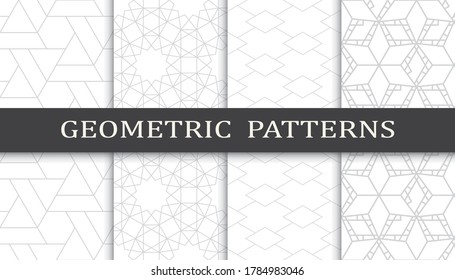 Set of geometric seamless patterns. Abstract geometric graphic design print pattern. Seamless geometric gray lines pattern.