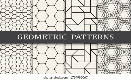 Set of geometric seamless patterns. Abstract geometric graphic design simple pattern. Seamless geometric lines pattern.
