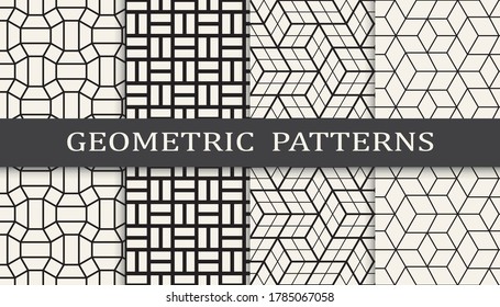 Set of geometric seamless patterns. Abstract geometric graphic design simple pattern. Seamless geometric lines pattern.
