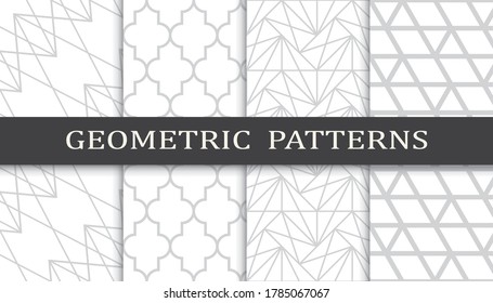 Set of geometric seamless patterns. Abstract geometric graphic design simple pattern. Seamless geometric lines pattern.