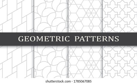 Set of geometric seamless patterns. Abstract geometric graphic design print pattern. Seamless geometric gray lines pattern.