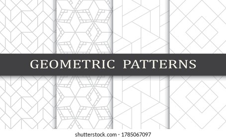 Set of geometric seamless patterns. Abstract geometric graphic design print pattern. Seamless geometric gray lines pattern.