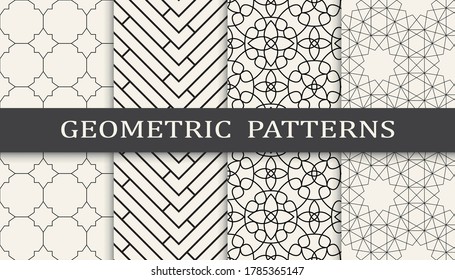 Set of geometric seamless patterns. Abstract geometric graphic design simple pattern. Seamless geometric lines pattern.