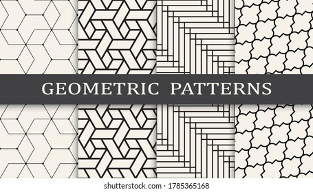 Set of geometric seamless patterns. Abstract geometric graphic design simple pattern. Seamless geometric lines pattern.