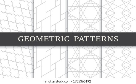 Set of geometric seamless patterns. Abstract geometric graphic design print pattern. Seamless geometric gray lines pattern.