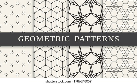 Set of geometric seamless patterns. Abstract geometric graphic design simple pattern. Seamless geometric lines pattern.