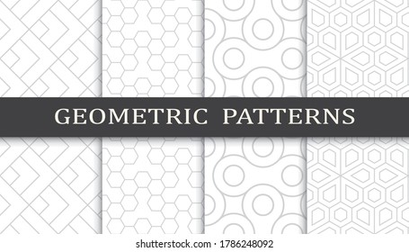 Ensemble de motifs géométriques harmonieux. Motif abstrait de création graphique géométrique. Motif harmonieux de lignes géométriques grises.