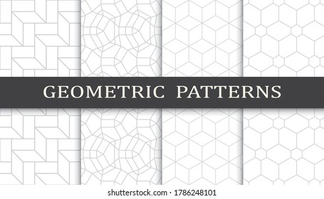 Set of geometric seamless patterns. Abstract geometric graphic design print pattern. Seamless geometric gray lines pattern.
