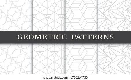 Set of geometric seamless patterns. Abstract geometric graphic design print pattern. Seamless geometric gray lines pattern.