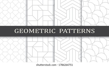 Set of geometric seamless patterns. Abstract geometric graphic design print pattern. Seamless geometric gray lines pattern.