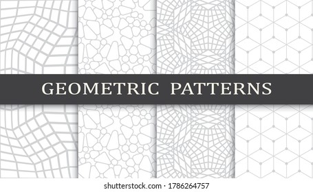 Set of geometric seamless patterns. Abstract geometric graphic design print pattern. Seamless geometric gray lines pattern.