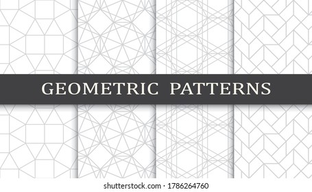 Set of geometric seamless patterns. Abstract geometric graphic design print pattern. Seamless geometric gray lines pattern.