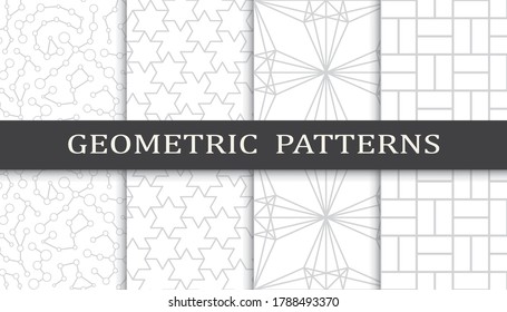 Set of geometric seamless patterns. Abstract geometric graphic design print pattern. Seamless geometric gray lines pattern.