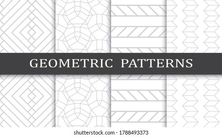 Set of geometric seamless patterns. Abstract geometric graphic design print pattern. Seamless geometric gray lines pattern.