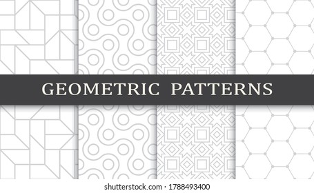 Set of geometric seamless patterns. Abstract geometric graphic design print pattern. Seamless geometric gray lines pattern.