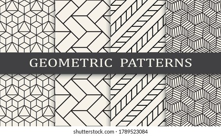 Set of geometric seamless patterns. Abstract geometric graphic design simple pattern. Seamless geometric lines pattern.