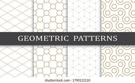 Set of geometric seamless patterns. Abstract geometric graphic design print pattern. Seamless geometric golden lines pattern.