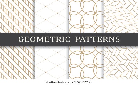 Set of geometric seamless patterns. Abstract geometric graphic design print pattern. Seamless geometric golden lines pattern.