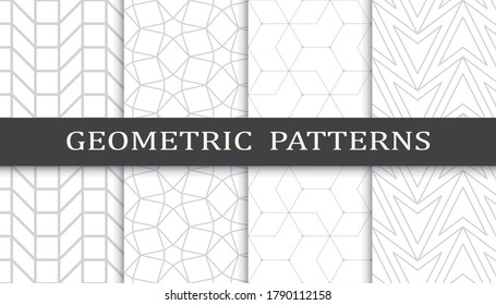 Set of geometric seamless patterns. Abstract geometric graphic design print pattern. Seamless geometric gray lines pattern.