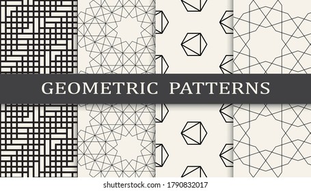 Set of geometric seamless patterns. Abstract geometric graphic design simple pattern. Seamless geometric lines pattern.