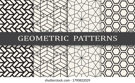 Set of geometric seamless patterns. Abstract geometric graphic design simple pattern. Seamless geometric lines pattern.