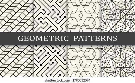 Set of geometric seamless patterns. Abstract geometric graphic design simple pattern. Seamless geometric lines pattern.